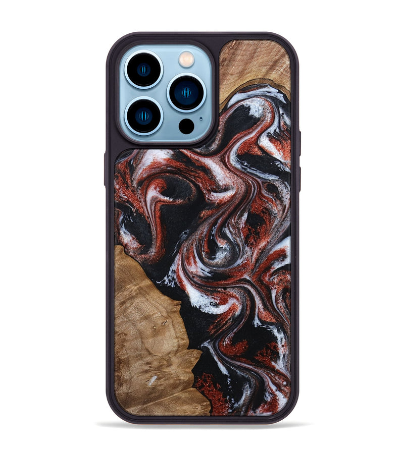 iPhone 14 Pro Max Wood Phone Case - Adalyn (Black & White, 794577)