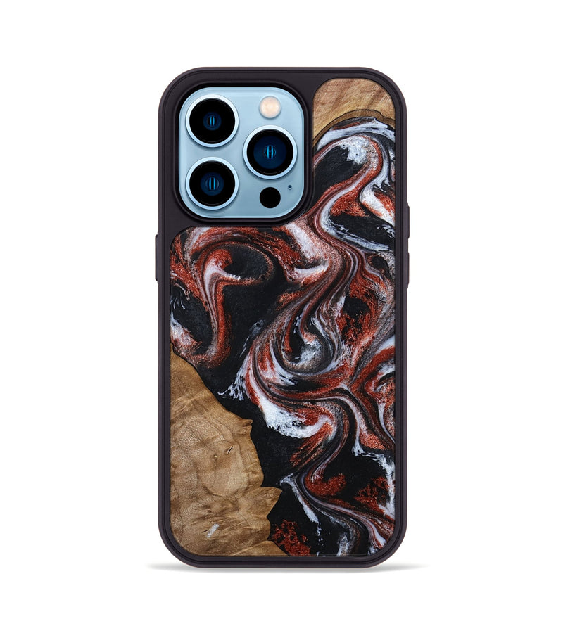 iPhone 14 Pro Wood Phone Case - Adalyn (Black & White, 794577)