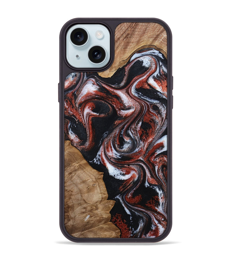 iPhone 15 Plus Wood Phone Case - Adalyn (Black & White, 794577)