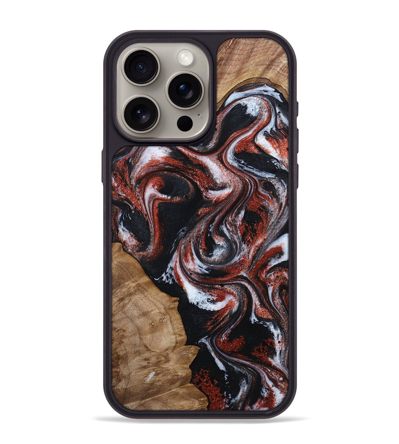 iPhone 15 Pro Max Wood Phone Case - Adalyn (Black & White, 794577)