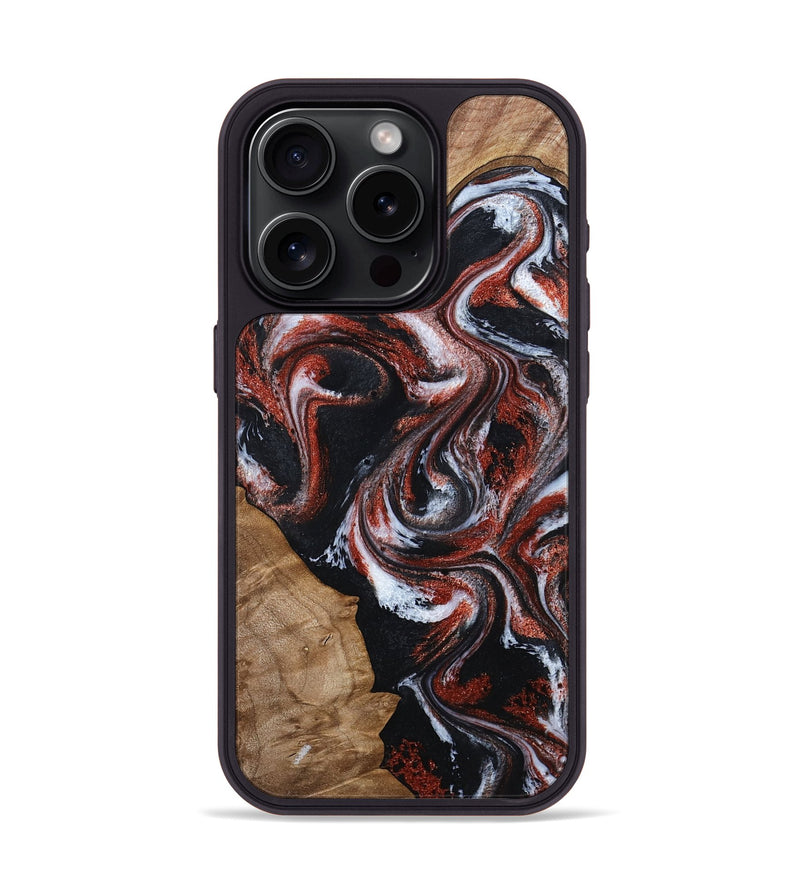 iPhone 15 Pro Wood Phone Case - Adalyn (Black & White, 794577)