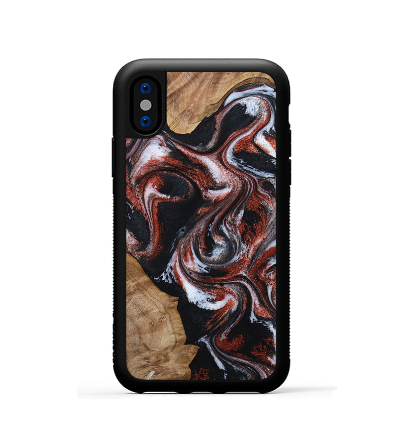 iPhone Xs Wood Phone Case - Adalyn (Black & White, 794577)