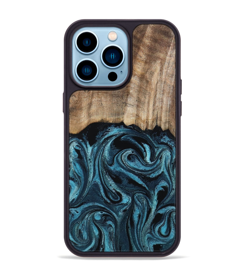 iPhone 14 Pro Max Wood Phone Case - Mac (Blue, 794581)