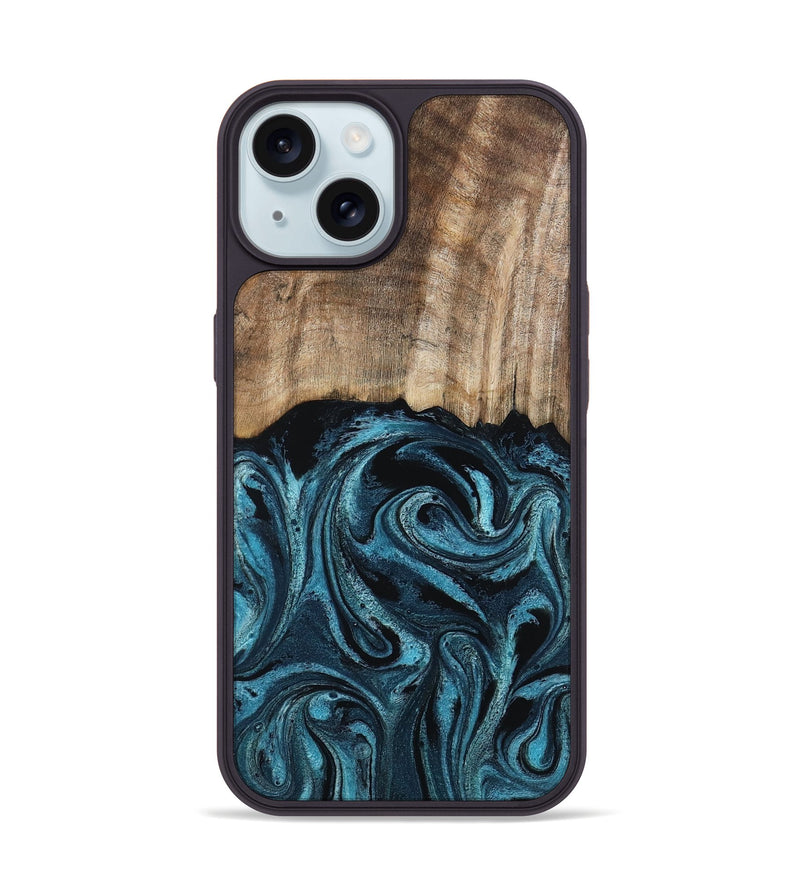 iPhone 15 Wood Phone Case - Mac (Blue, 794581)