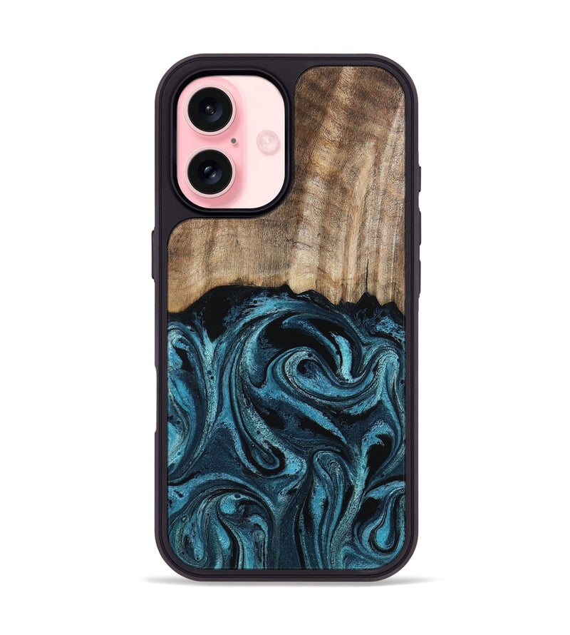 iPhone 16 Wood Phone Case - Mac (Blue, 794581)