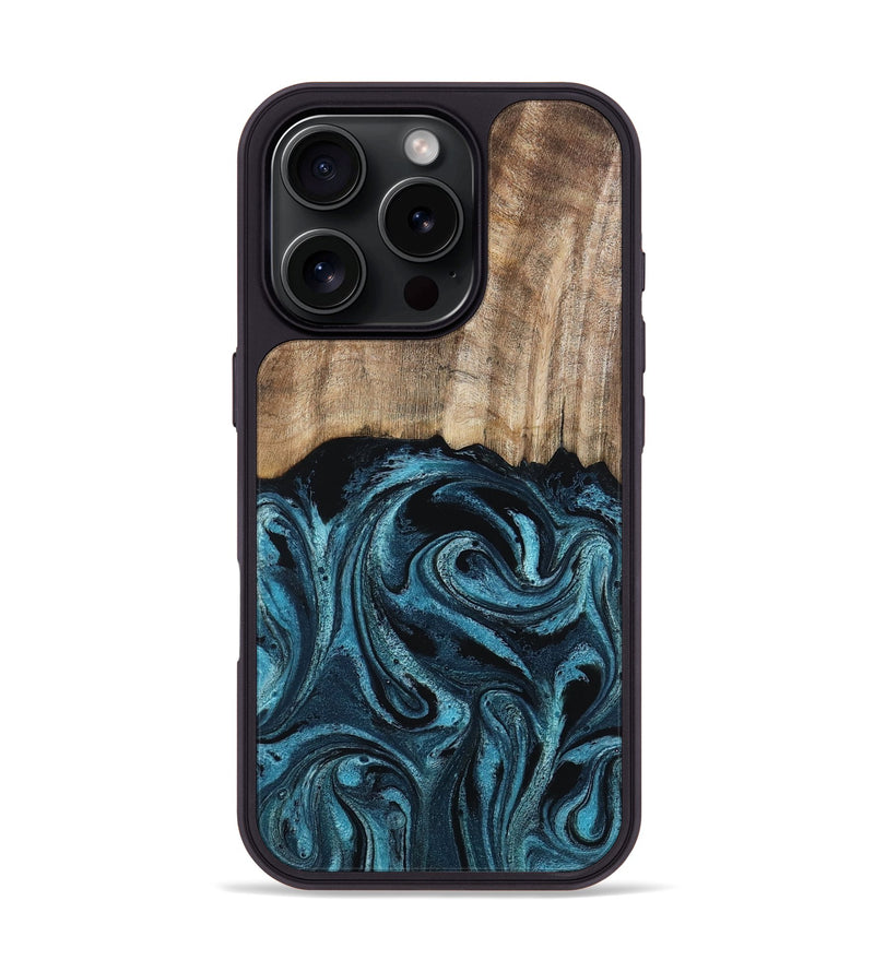 iPhone 16 Pro Wood Phone Case - Mac (Blue, 794581)