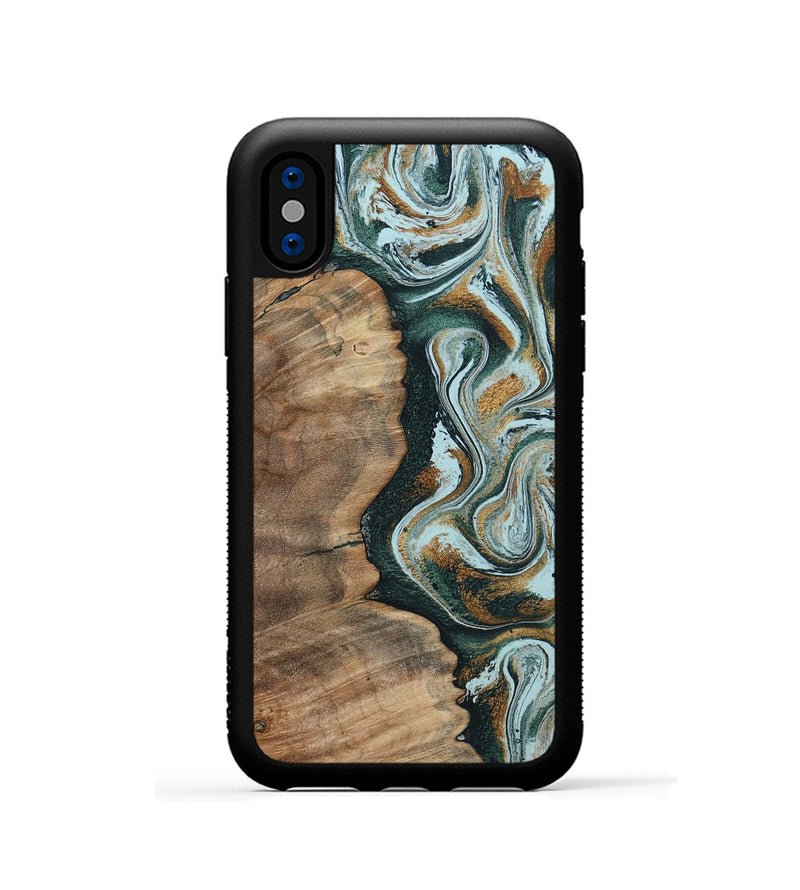 iPhone Xs Wood Phone Case - Clement (Green, 794586)