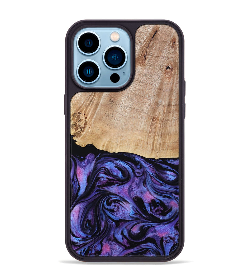 iPhone 14 Pro Max Wood Phone Case - Musa (Purple, 794624)