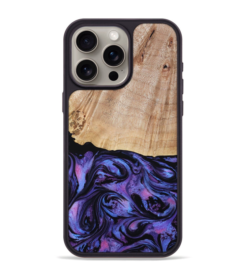 iPhone 15 Pro Max Wood Phone Case - Musa (Purple, 794624)