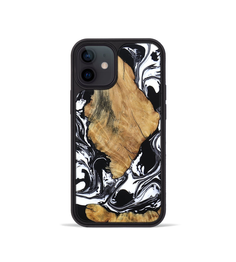 iPhone 12 mini Wood Phone Case - Briar (Black & White, 794626)