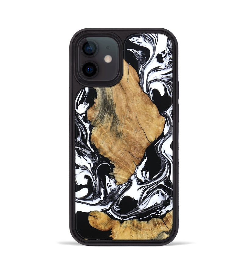 iPhone 12 Wood Phone Case - Briar (Black & White, 794626)