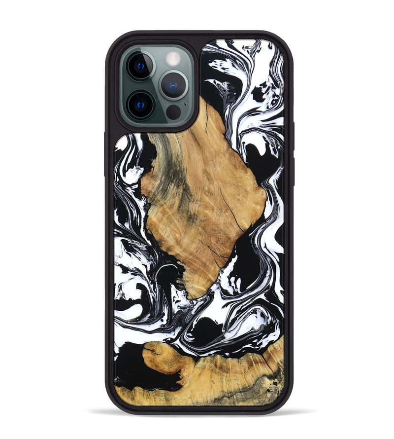 iPhone 12 Pro Max Wood Phone Case - Briar (Black & White, 794626)