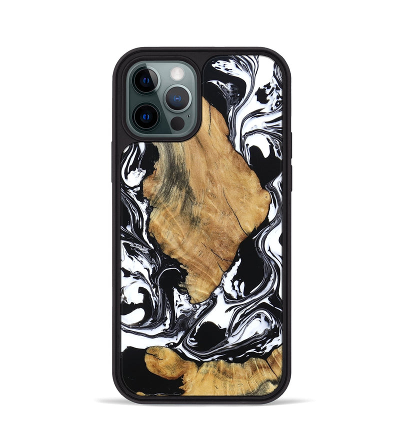 iPhone 12 Pro Wood Phone Case - Briar (Black & White, 794626)