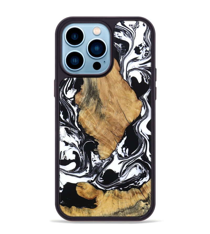 iPhone 14 Pro Max Wood Phone Case - Briar (Black & White, 794626)