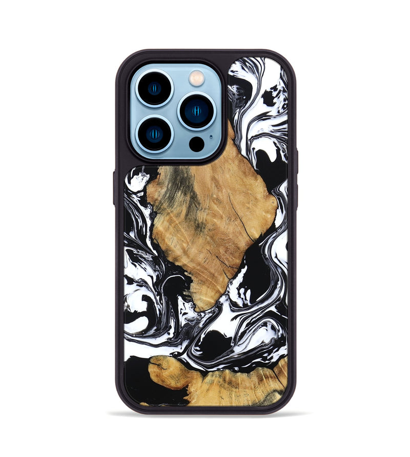iPhone 14 Pro Wood Phone Case - Briar (Black & White, 794626)