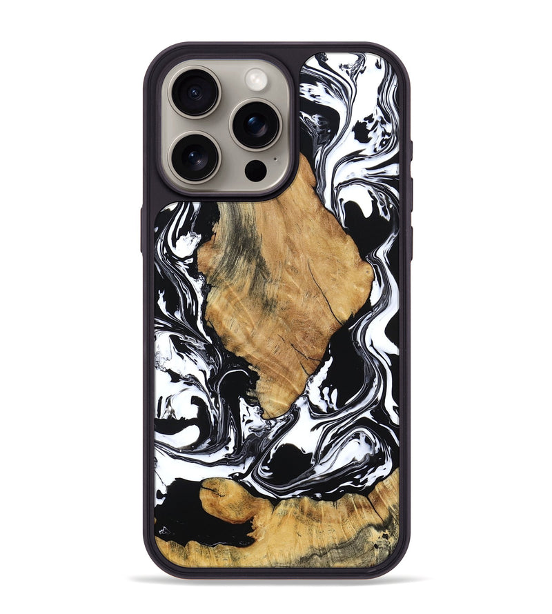 iPhone 15 Pro Max Wood Phone Case - Briar (Black & White, 794626)