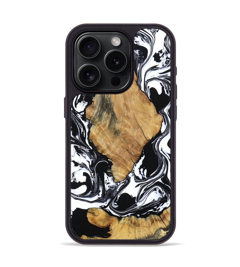 iPhone 15 Pro Wood Phone Case - Briar (Black & White, 794626)