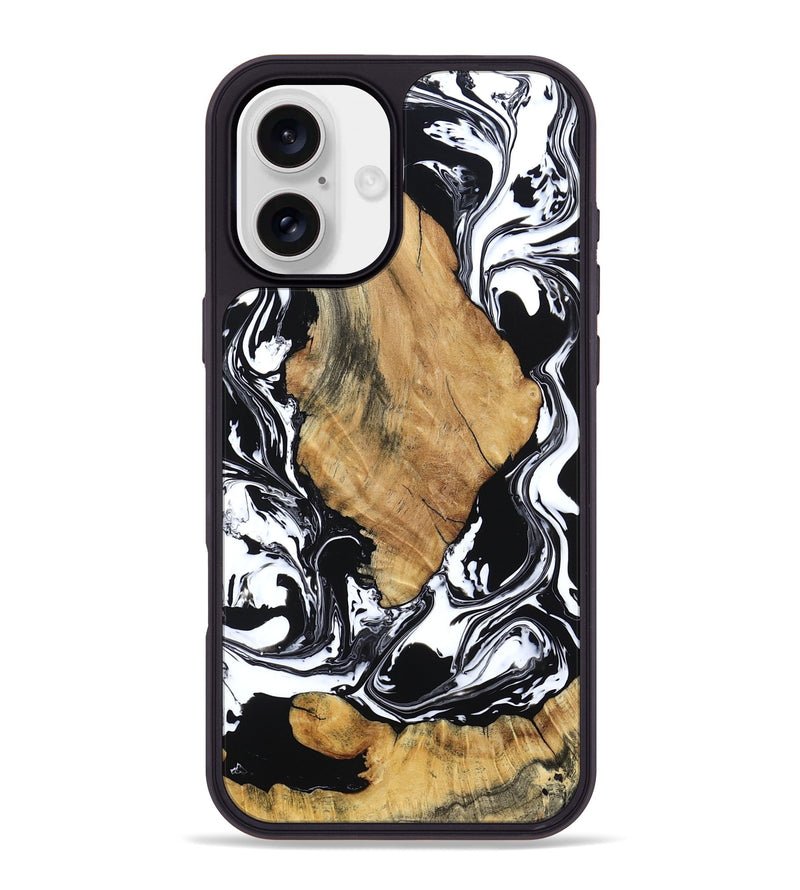 iPhone 16 Plus Wood Phone Case - Briar (Black & White, 794626)