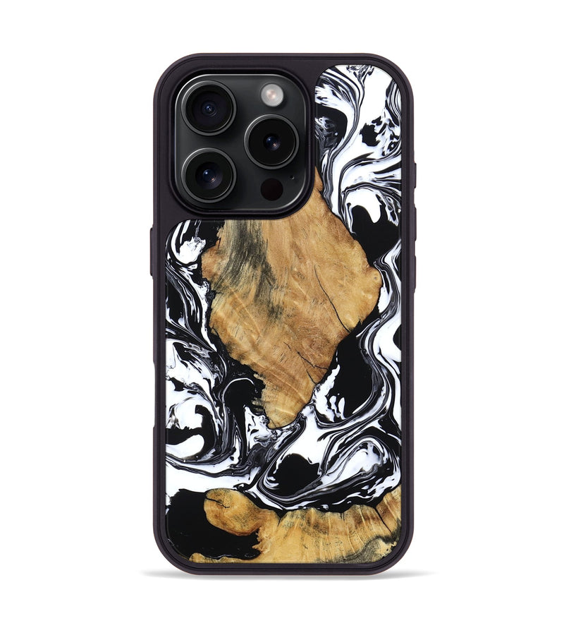 iPhone 16 Pro Wood Phone Case - Briar (Black & White, 794626)