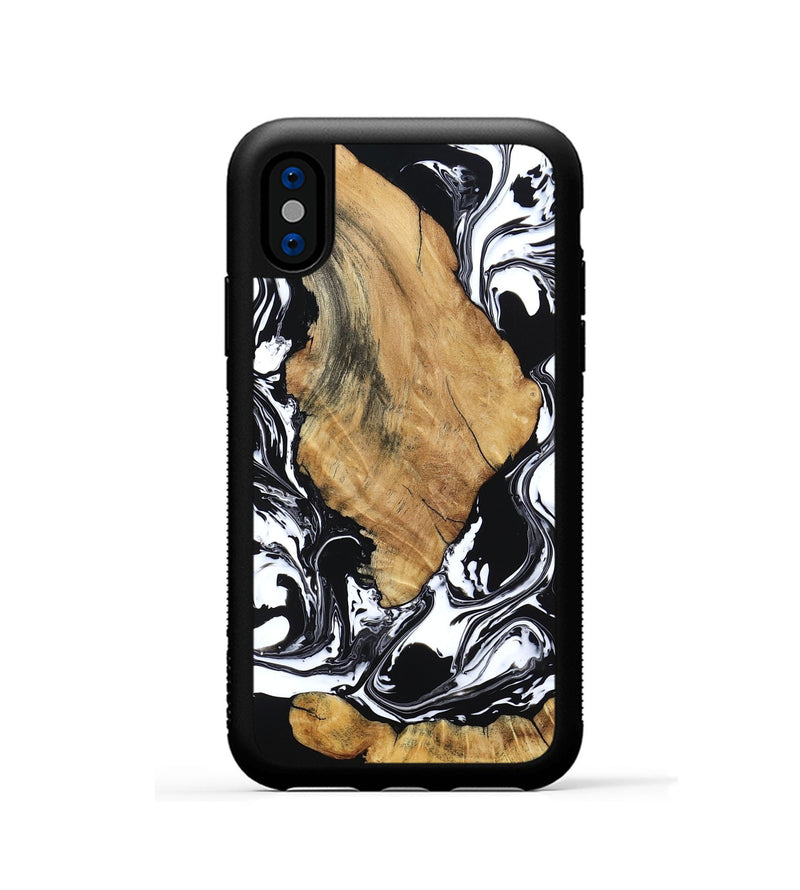 iPhone Xs Wood Phone Case - Briar (Black & White, 794626)