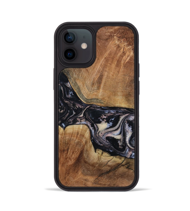 iPhone 12 Wood Phone Case - Naima (Black & White, 794627)