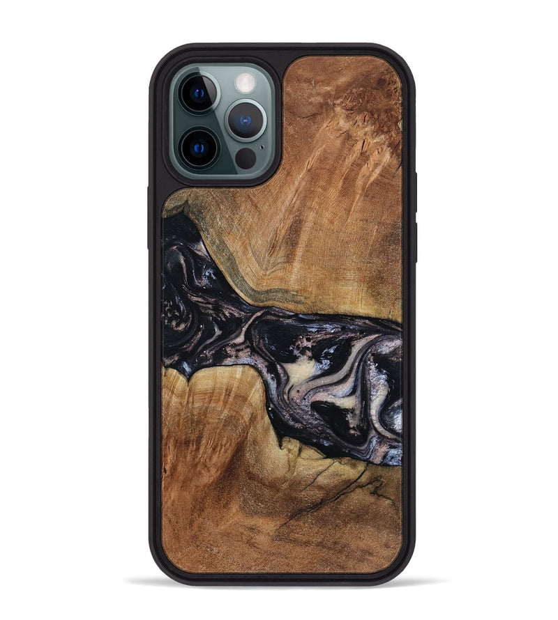 iPhone 12 Pro Max Wood Phone Case - Naima (Black & White, 794627)