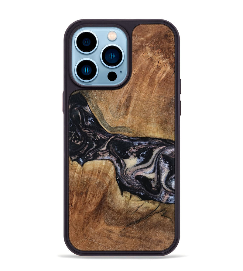 iPhone 14 Pro Max Wood Phone Case - Naima (Black & White, 794627)