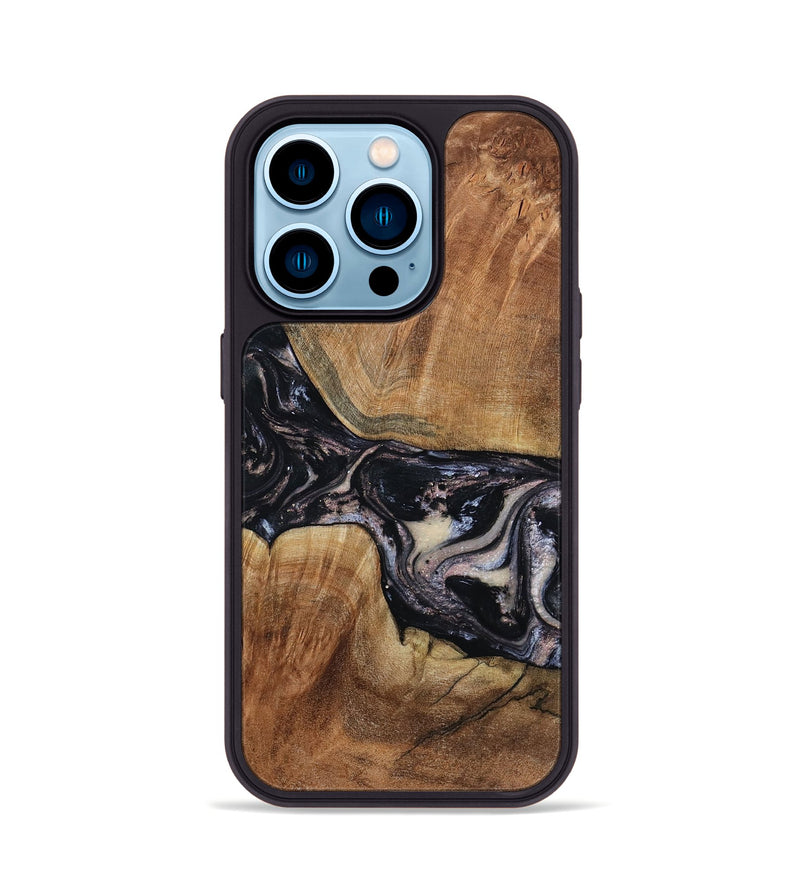 iPhone 14 Pro Wood Phone Case - Naima (Black & White, 794627)