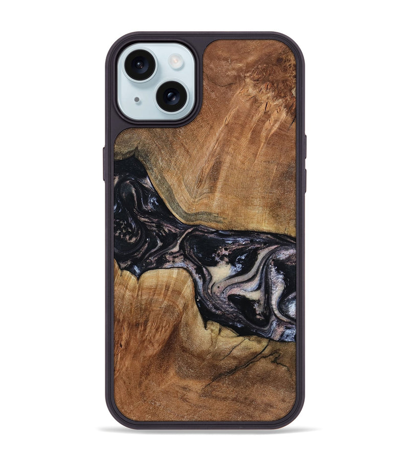 iPhone 15 Plus Wood Phone Case - Naima (Black & White, 794627)