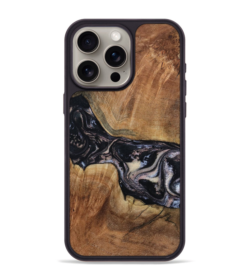 iPhone 15 Pro Max Wood Phone Case - Naima (Black & White, 794627)