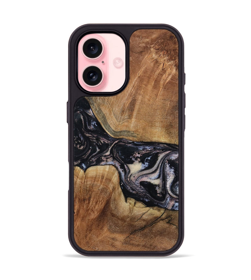 iPhone 16 Wood Phone Case - Naima (Black & White, 794627)