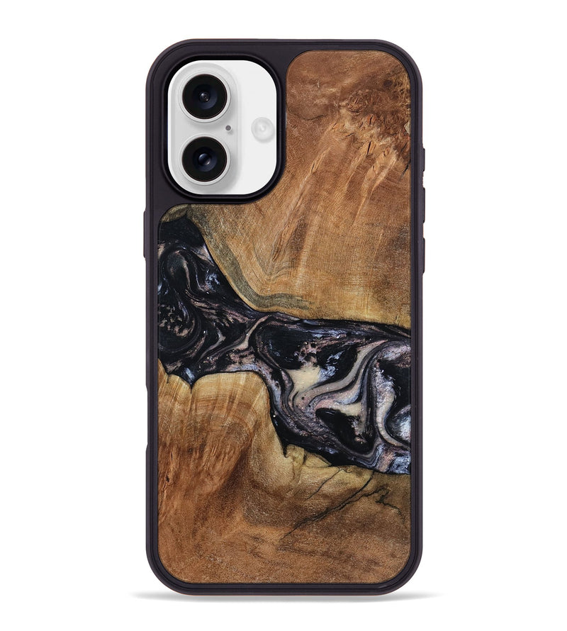iPhone 16 Plus Wood Phone Case - Naima (Black & White, 794627)