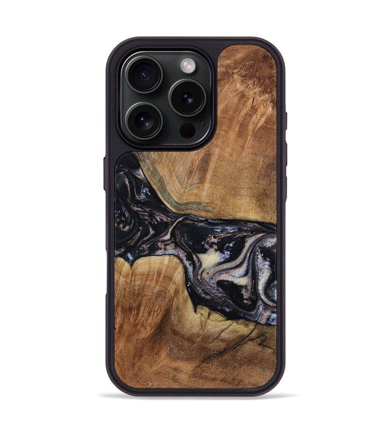 iPhone 16 Pro Wood Phone Case - Naima (Black & White, 794627)