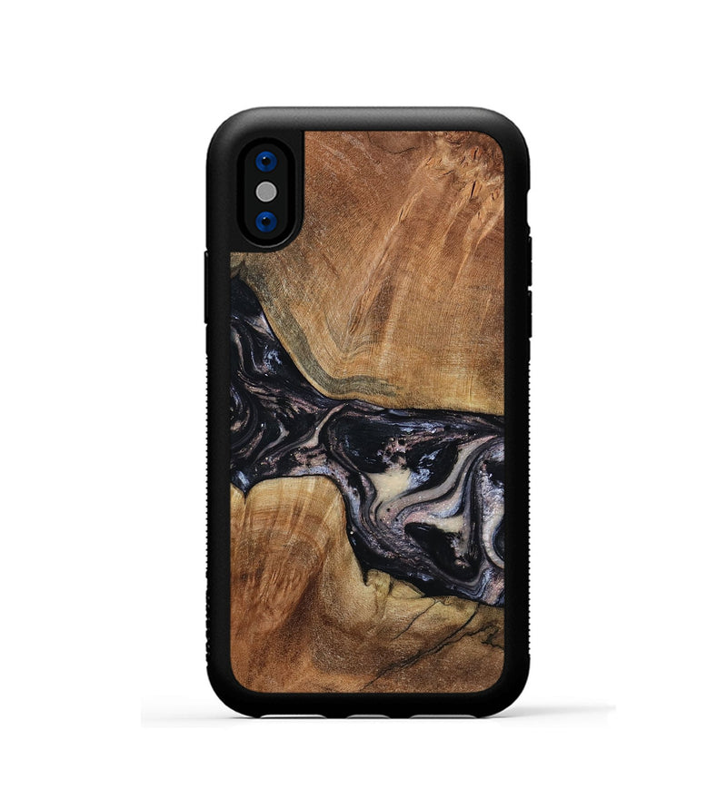 iPhone Xs Wood Phone Case - Naima (Black & White, 794627)