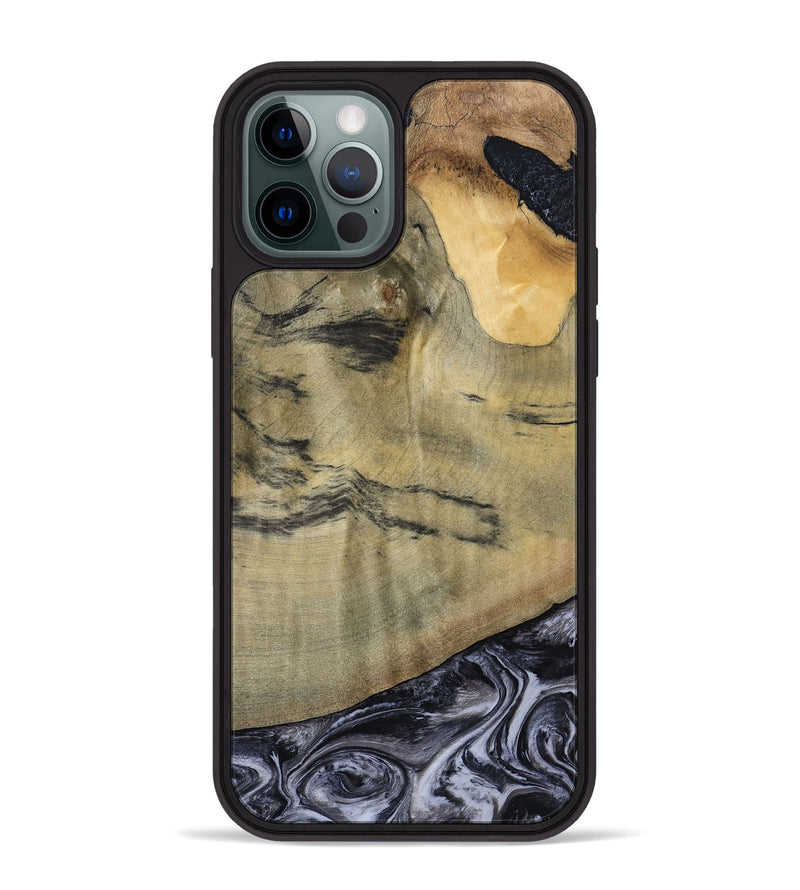 iPhone 12 Pro Max Wood Phone Case - Raegan (Black & White, 794629)