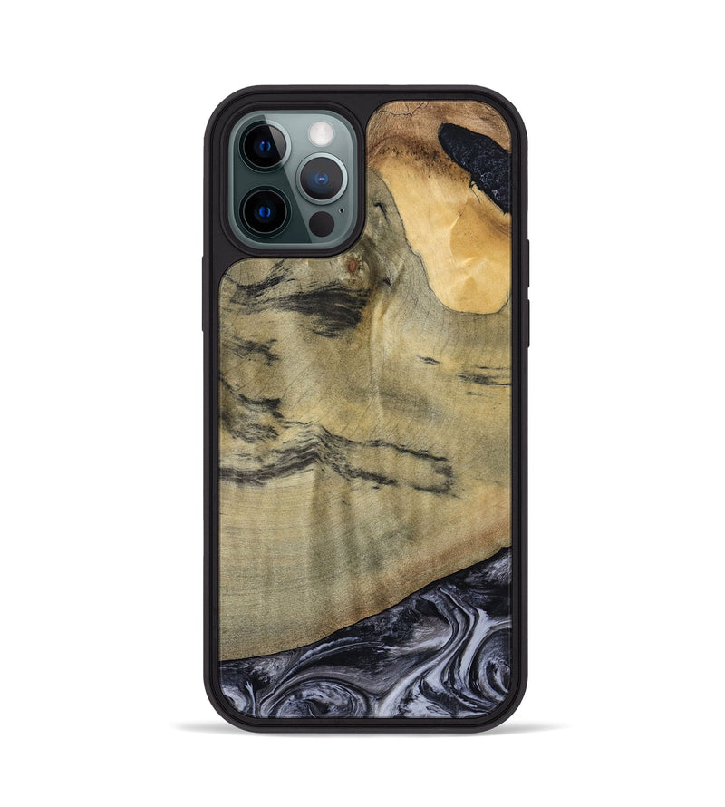 iPhone 12 Pro Wood Phone Case - Raegan (Black & White, 794629)