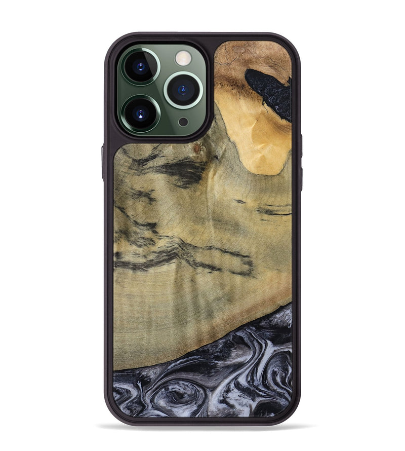 iPhone 13 Pro Max Wood Phone Case - Raegan (Black & White, 794629)