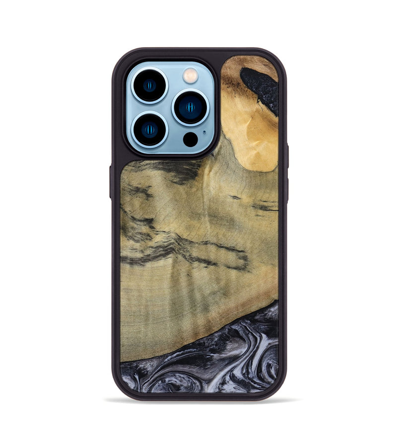 iPhone 14 Pro Wood Phone Case - Raegan (Black & White, 794629)