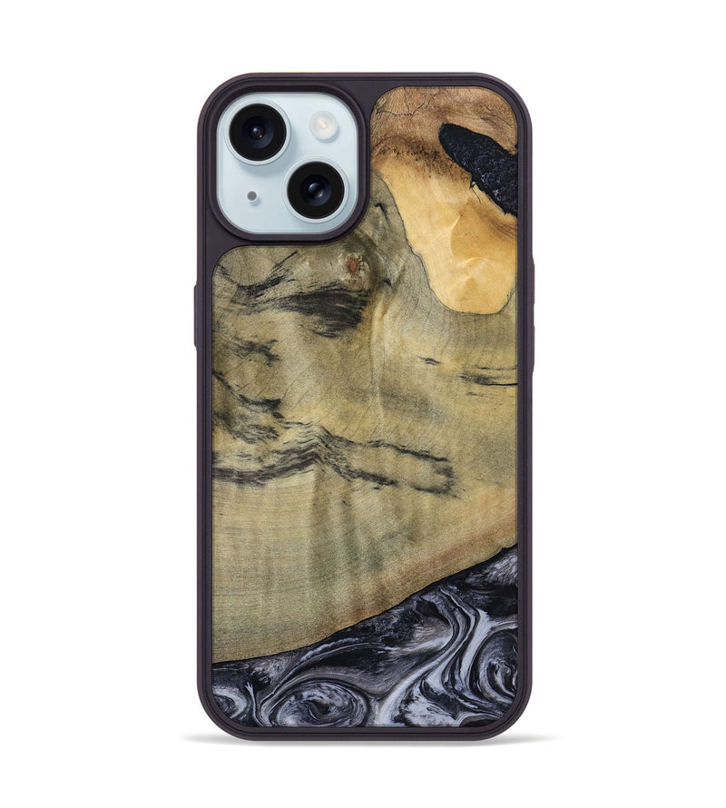 iPhone 15 Wood Phone Case - Raegan (Black & White, 794629)