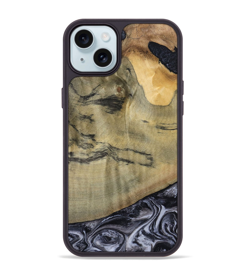 iPhone 15 Plus Wood Phone Case - Raegan (Black & White, 794629)