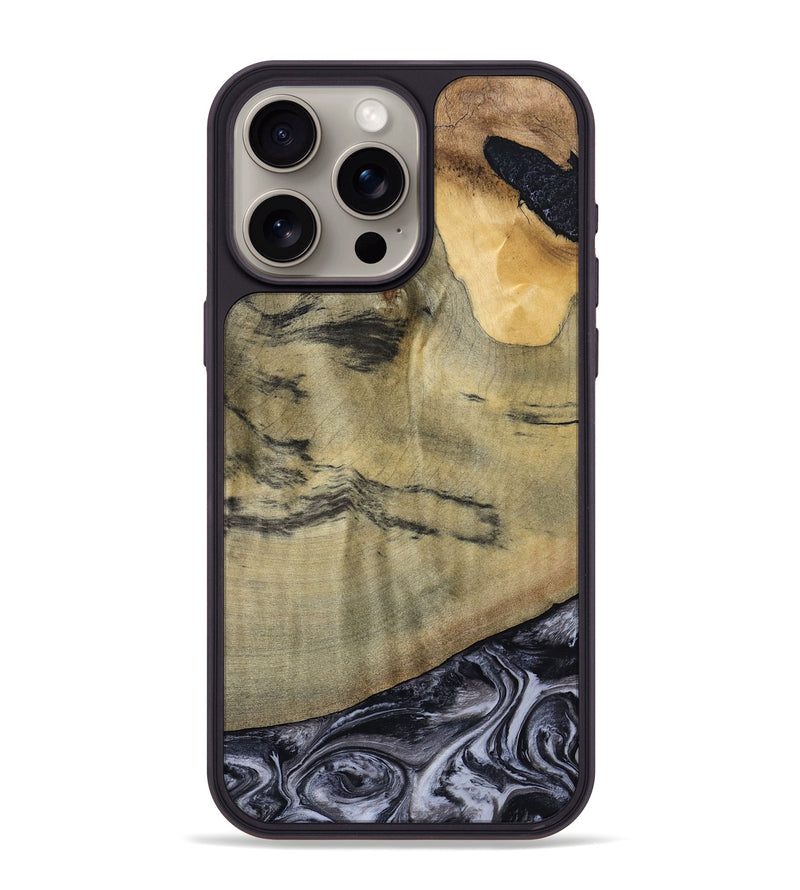 iPhone 15 Pro Max Wood Phone Case - Raegan (Black & White, 794629)