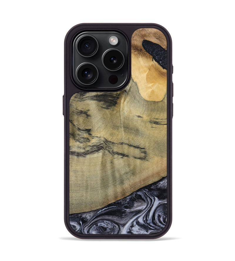 iPhone 15 Pro Wood Phone Case - Raegan (Black & White, 794629)