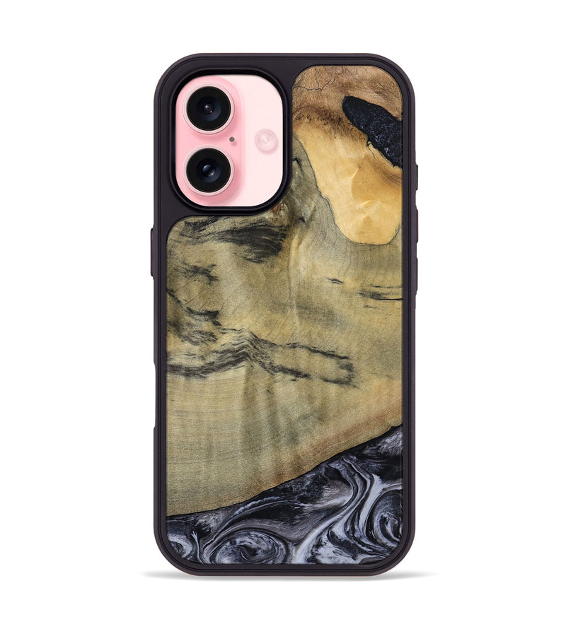 iPhone 16 Wood Phone Case - Raegan (Black & White, 794629)