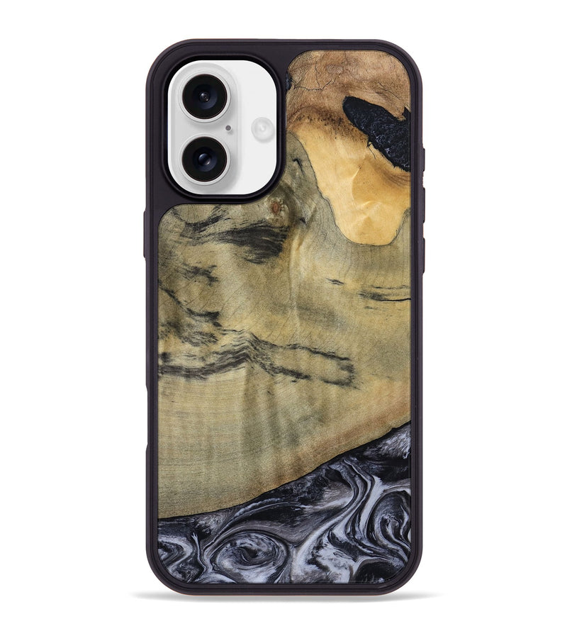 iPhone 16 Plus Wood Phone Case - Raegan (Black & White, 794629)