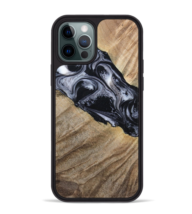iPhone 12 Pro Max Wood Phone Case - Rita (Black & White, 794632)