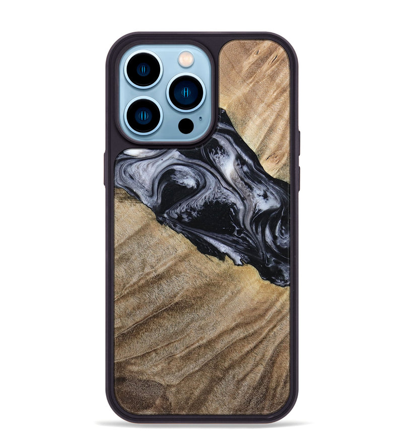 iPhone 14 Pro Max Wood Phone Case - Rita (Black & White, 794632)
