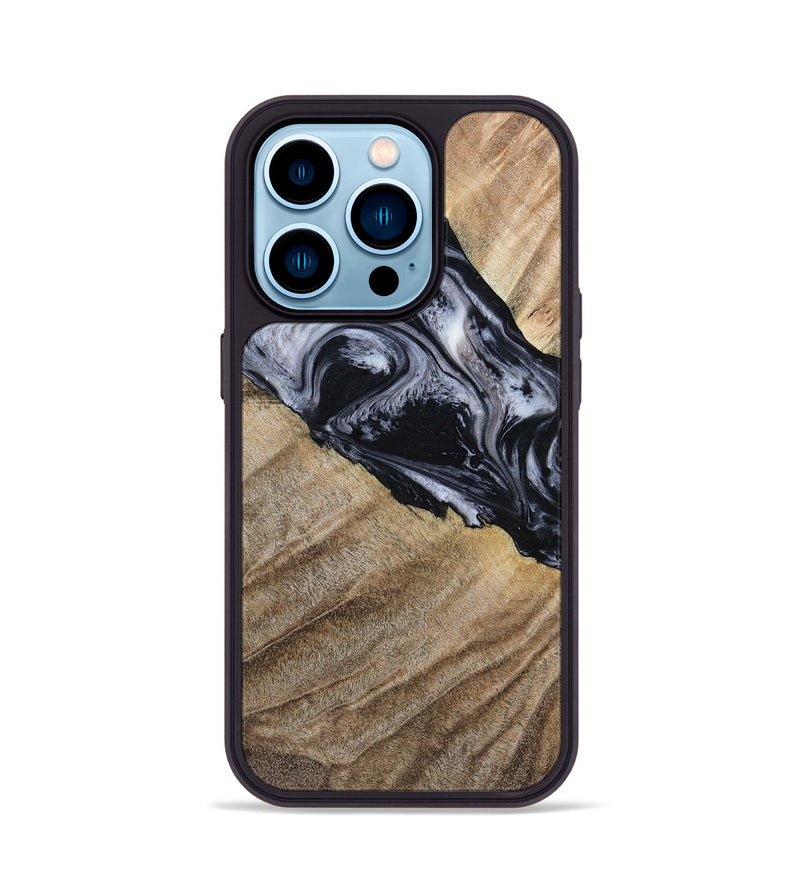 iPhone 14 Pro Wood Phone Case - Rita (Black & White, 794632)