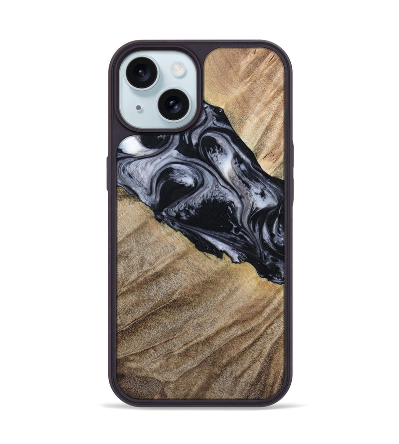 iPhone 15 Wood Phone Case - Rita (Black & White, 794632)