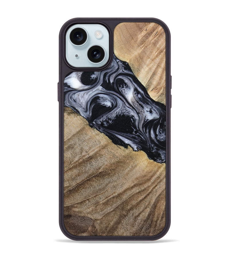 iPhone 15 Plus Wood Phone Case - Rita (Black & White, 794632)