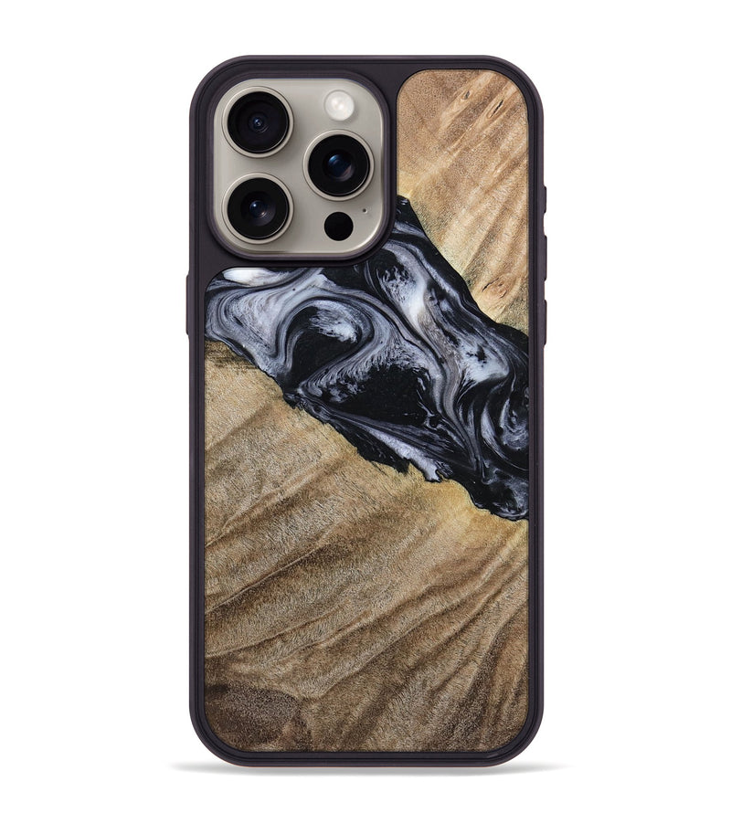 iPhone 15 Pro Max Wood Phone Case - Rita (Black & White, 794632)